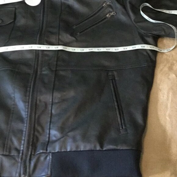 Dark gray Leather Look Jacket with Hood - Picture 7 of 10